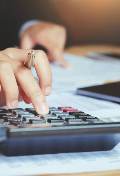 Small business accounting team reviewing financial data