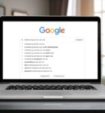 Bookkeeping services near me search results displayed on a laptop screen.