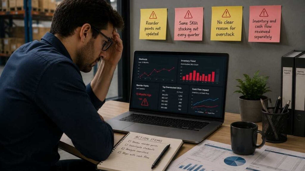 Inventory Forecasting Software highlighting stock and reorder issues