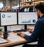 Retail Accountant analysing inventory and financial reports