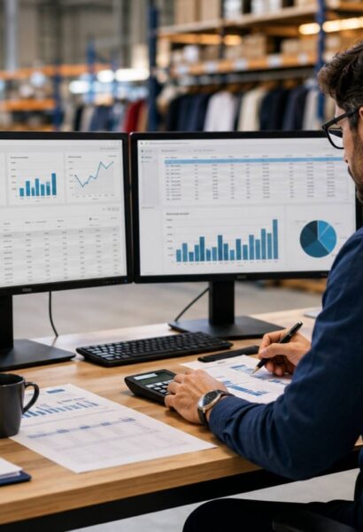 Retail Accountant analysing inventory and financial reports