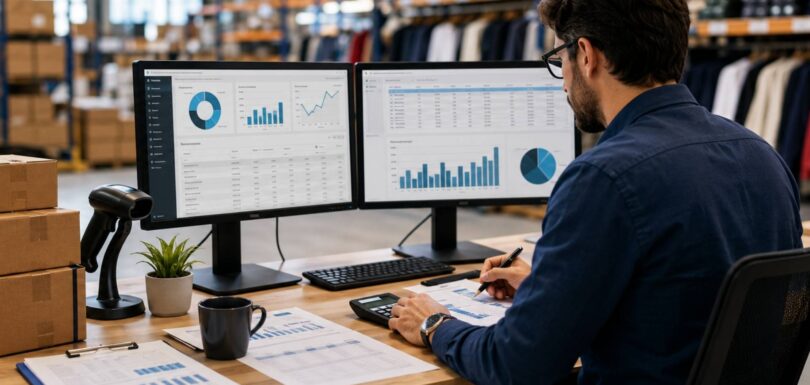 Retail Accountant analysing inventory and financial reports