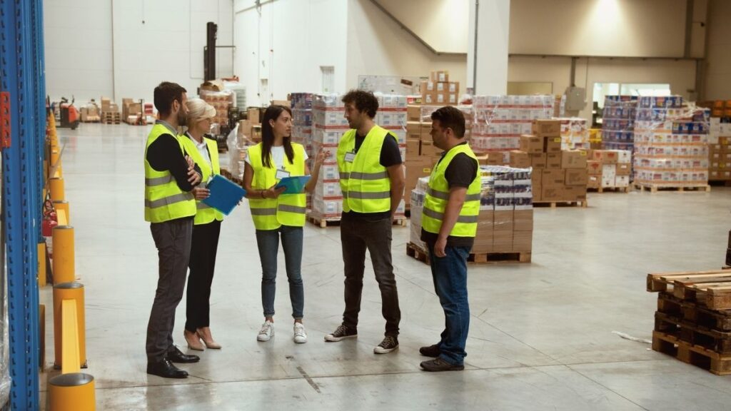 Distributor team managing warehouse operations