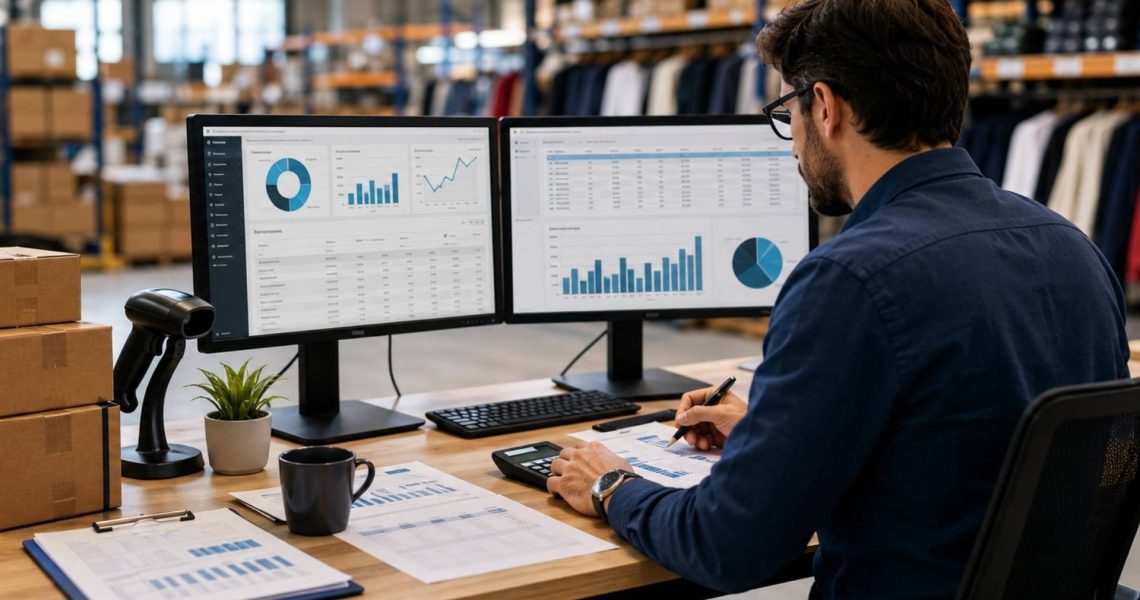Retail Accountant analysing inventory and financial reports